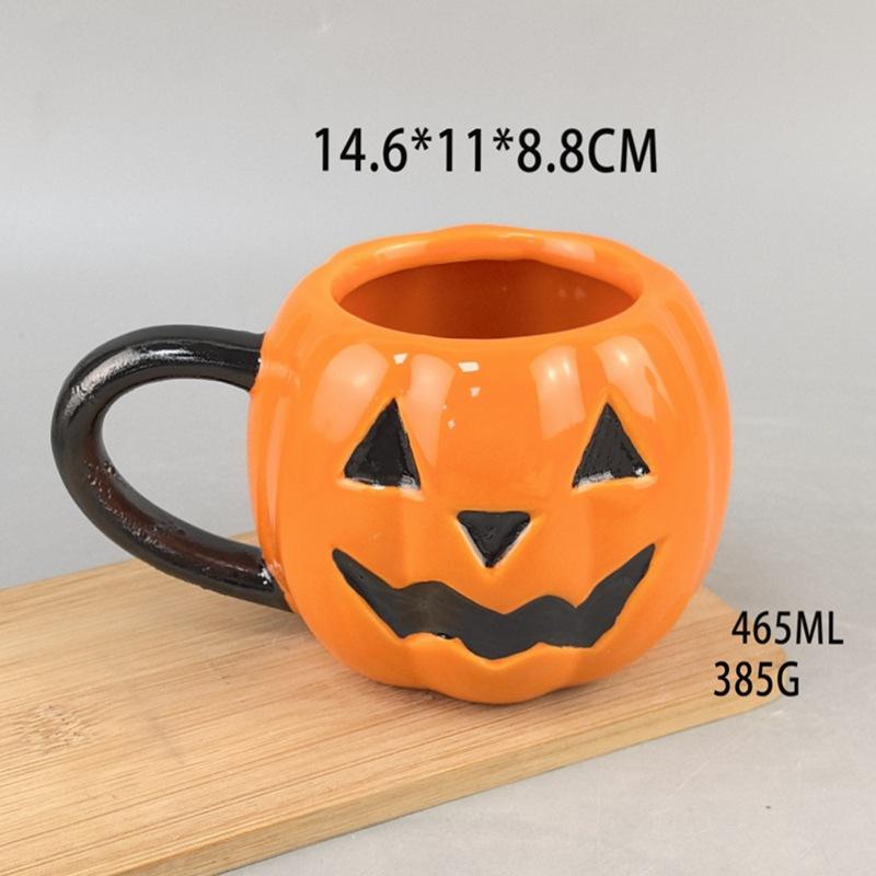 Cute Pumpkin Cup Ins Ghost Festival Zombie Cup Orange Mug Coffee Cup Personalized Ceramic Set