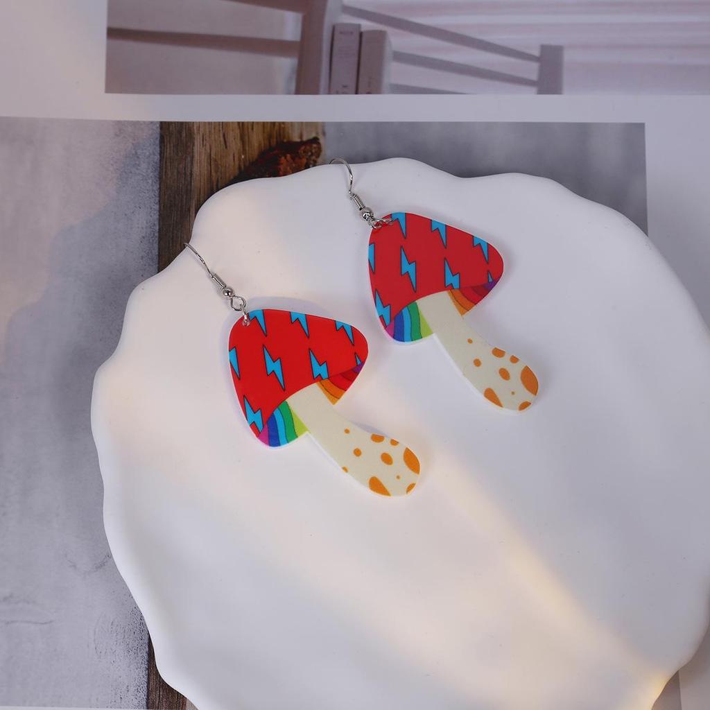 Европейские и американские трансграничные преувеличенные акриловые женские серьги-грибы: Креативный цветок, молния, подвеска Тай Чи.