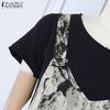 ZANZEA Women Summer Loose Printed A-Line Jumpsuits