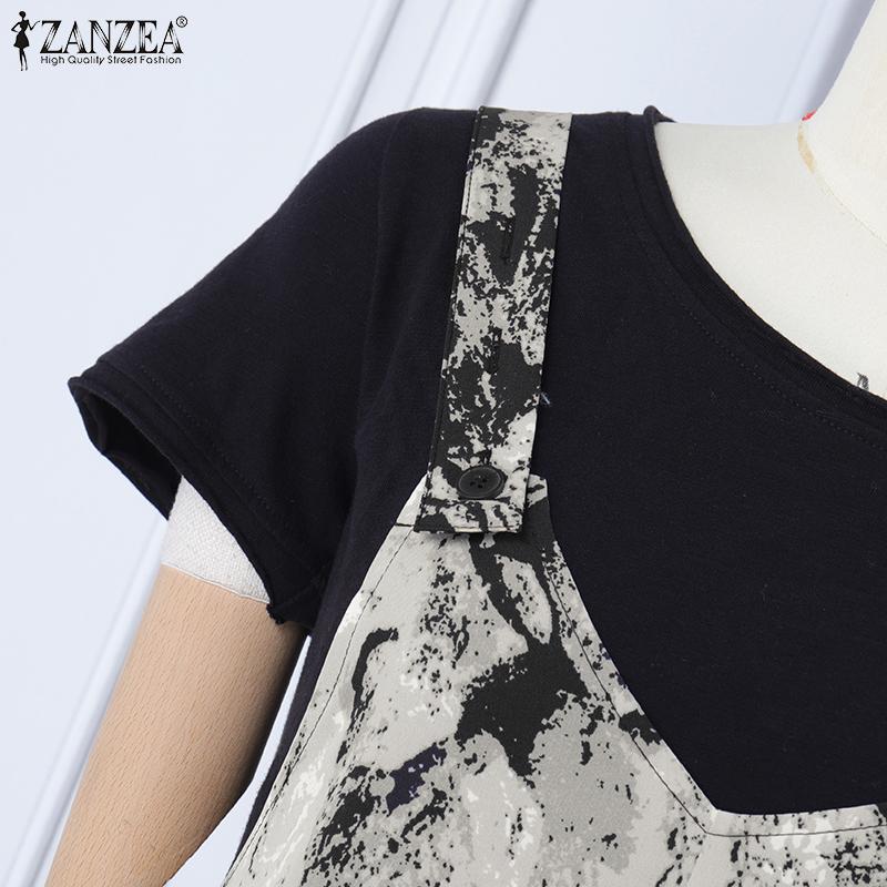 ZANZEA Women Summer Loose Printed A-Line Jumpsuits