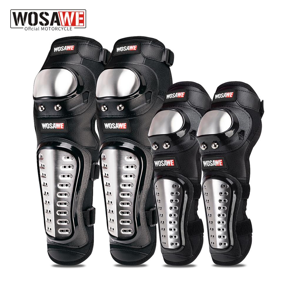 WOSAWE Motocross Racing Stainless Steel Protective Gear Motorcycle Knee Pads Knee Protector Equipment Off-road Elbow Guards
