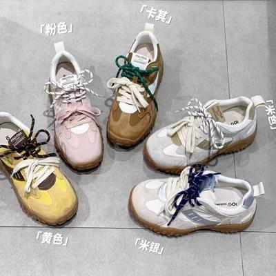 Женские дышащие универсальные повседневные кроссовки на шнуровке на толстой подошве, тренд