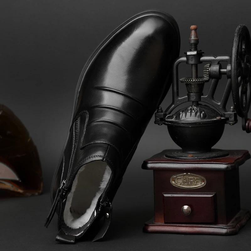 Модные теплые зимние ботинки для мужчин из натуральной кожи, повседневная обувь, ботинки челси, мужские стильные роскошные брендовые ботинки для мотокросса, деловые мужские ботинки