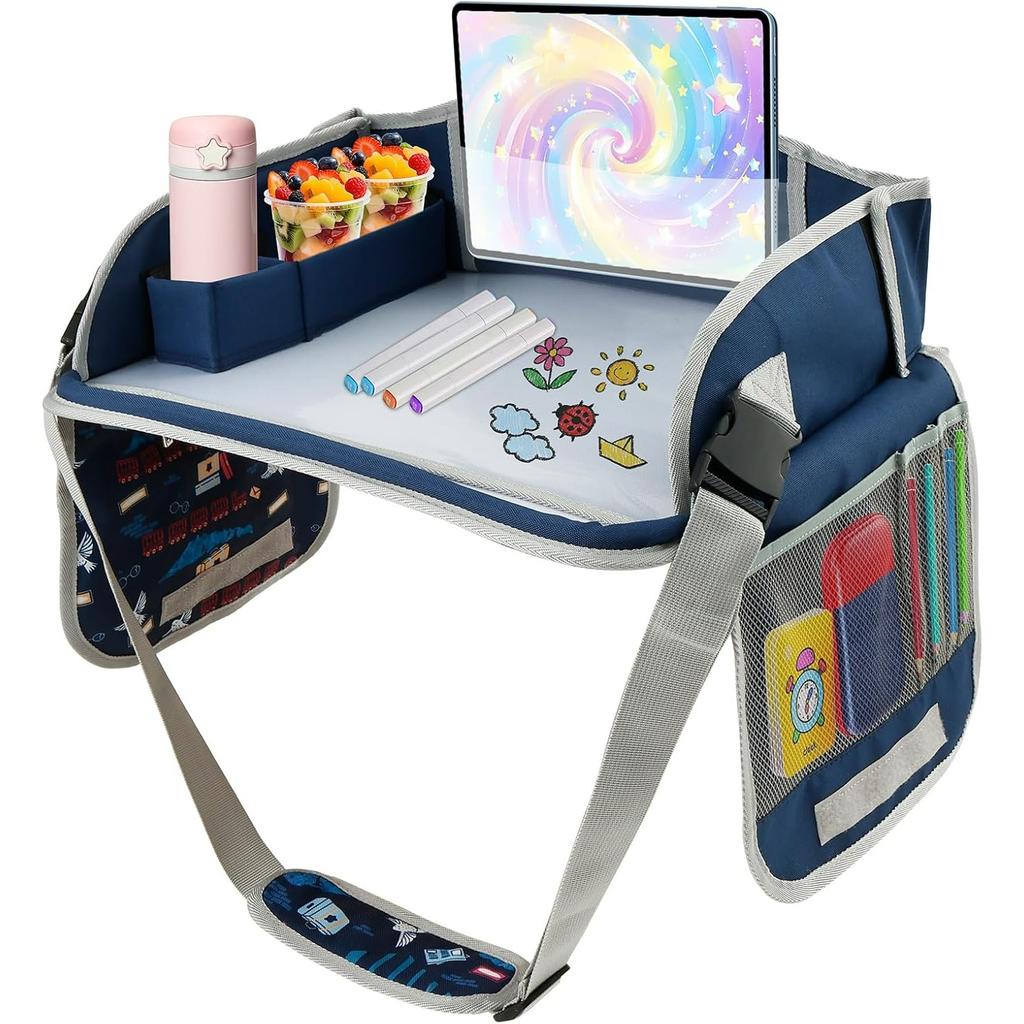 Car Tray Table for Kids Cars Seat Travel Tray Portable Drawing Board Play Pallet Cars Seat Detachable Lap Trays Carseat Table Trays for Kids in Car