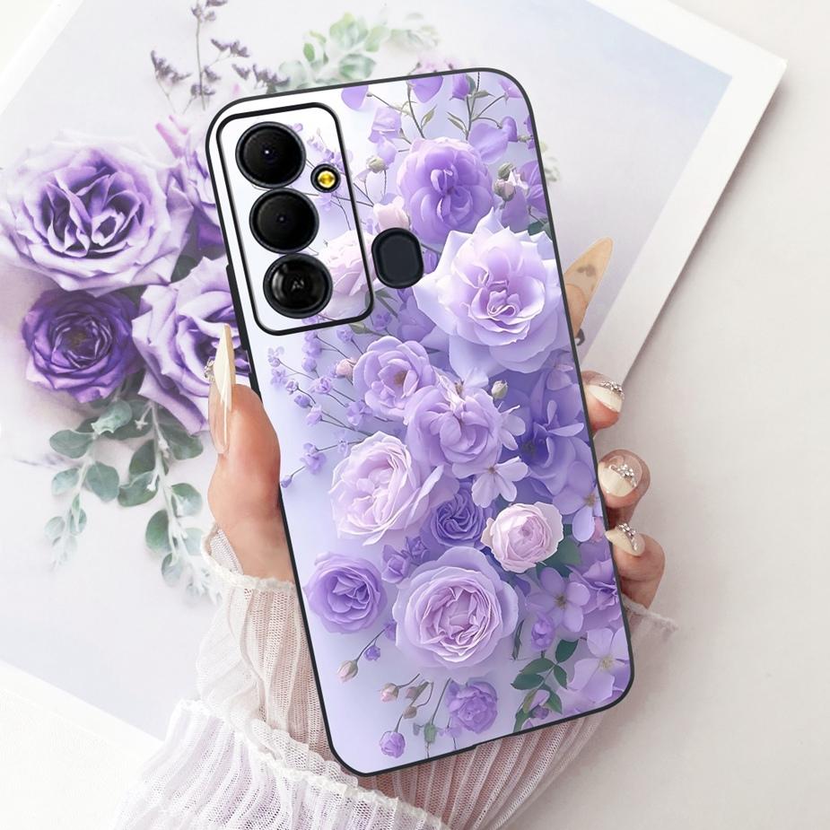Чехол для Tecno Pop 6 GO BE6j Милый Цветок Бант Расписной Чехол Мягкий ТПУ Чехол для Телефона Для Tecno Pop 6 Pro BE8 Pop6 GO Задняя Крышка Coque
