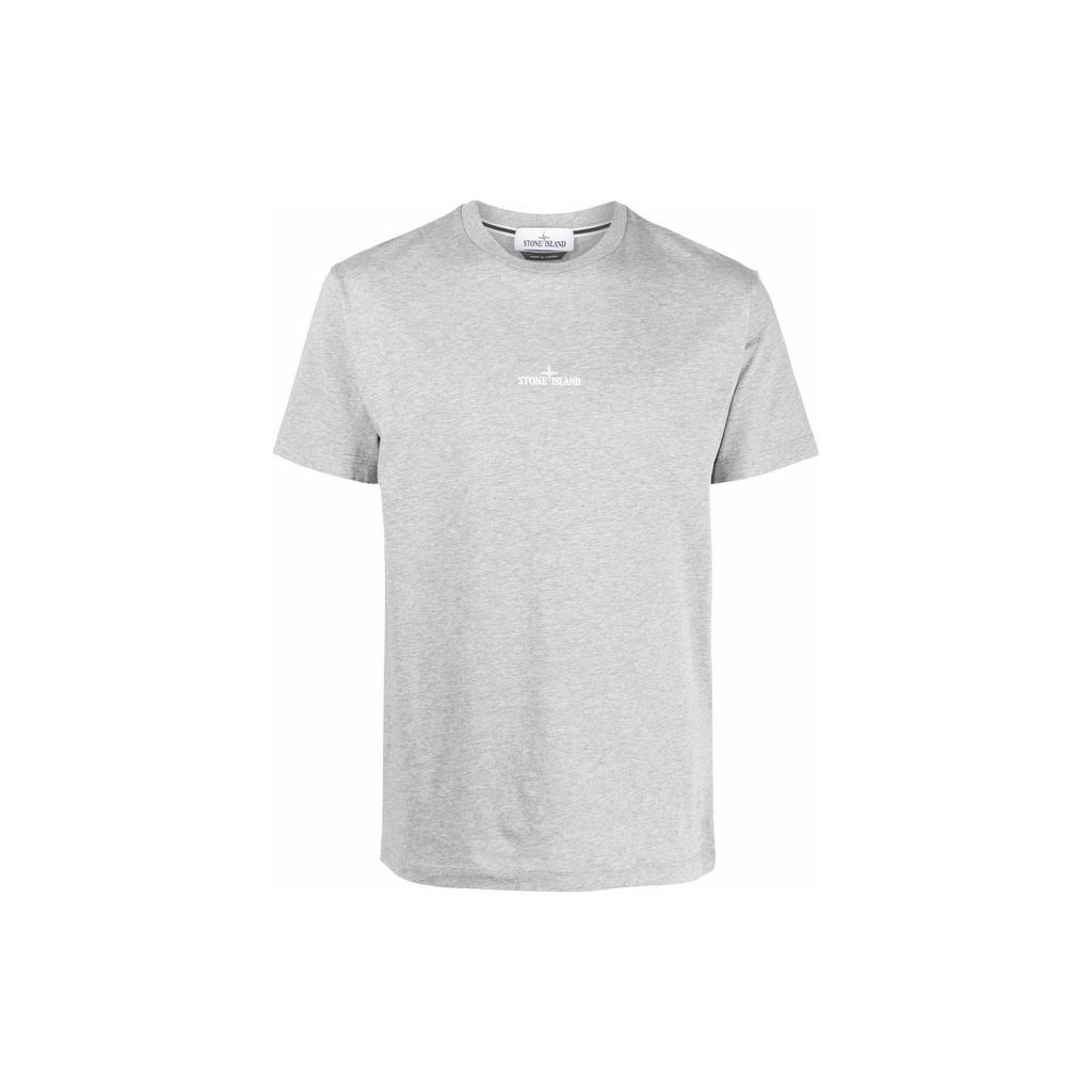 Stone Island Ss22 Solid Color Logo Letter Print Cotton Short Sleeve T-Shirt Men tops Gray 76152NS94-V0M64