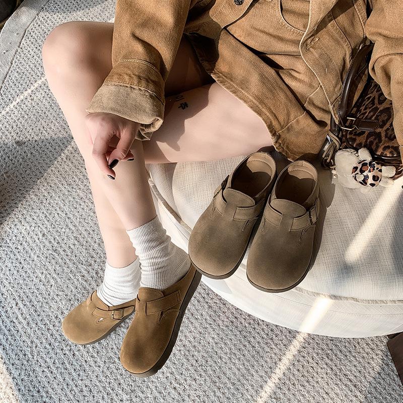 Кожаные туфли Boken женские весна 2025 года, новая верхняя одежда на платформе, сумка Boken, полуподнос, ленивые тапочки с одной педалью