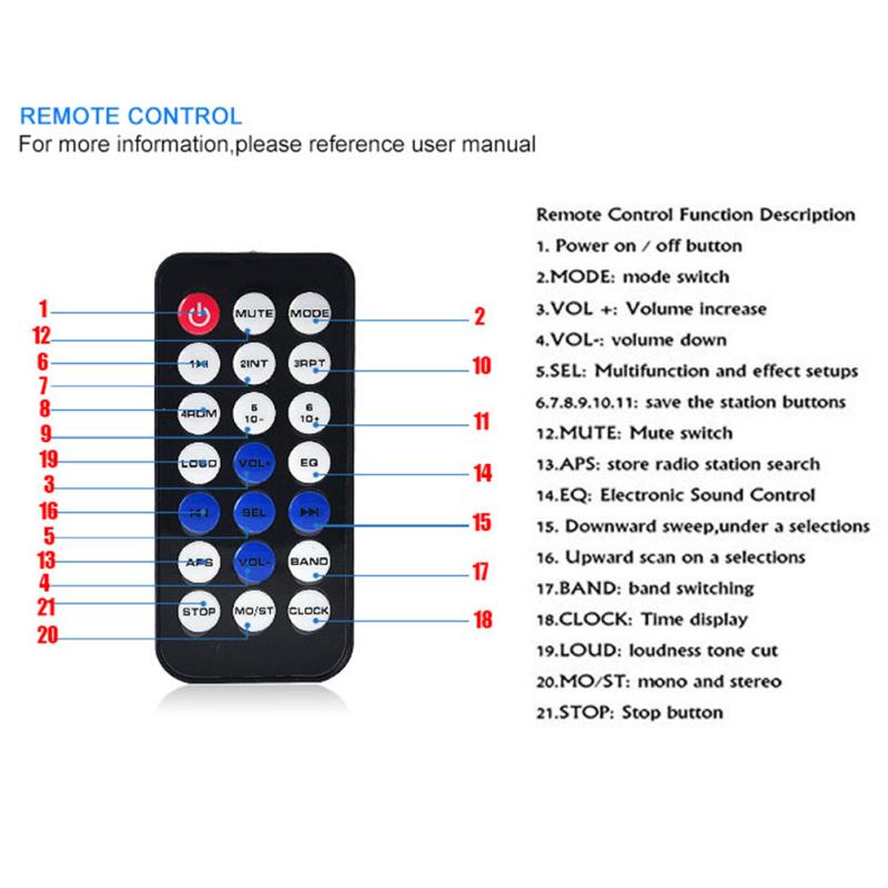 Автомобильный MP3-плеер с Bluetooth, стерео, 4X60 Вт, автомобильный радиоприемник, 12 В, встроенный в приборную панель 1 Din, FM-приемник с дополнительным входом