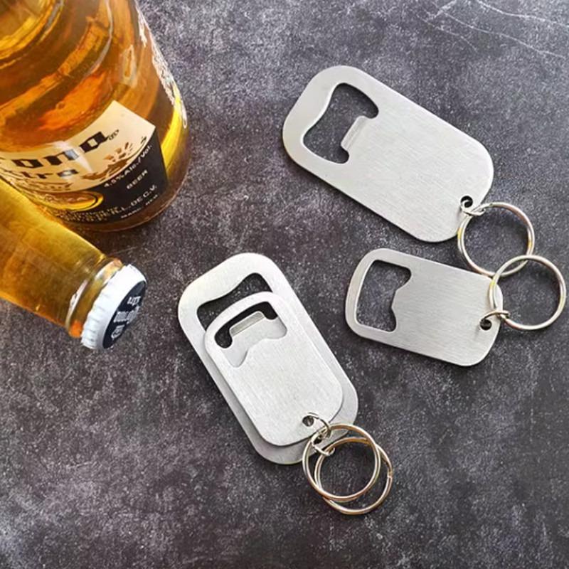 Открывалка для пивных бутылок из нержавеющей стали, портативная подвеска-брелок для ключей, открывалка для напитков с кольцом для ключей, многоцелевая открывалка для бутылок с брелоком