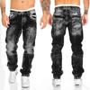 Men Jeans Solid Pockets Stretch Denim Straight Pants Casual Trousers Daily Streetwear Men's Clothing