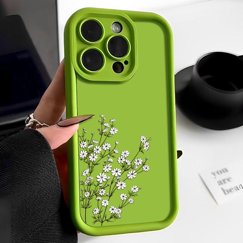 Candy Color Tpu Phone Case for iPhone 16 Pro 15 14 Plus 13 12 11 Pro Max Xs Xr 8 7 Shockproof Flower Pattern Soft Lens Protection Cover Funda