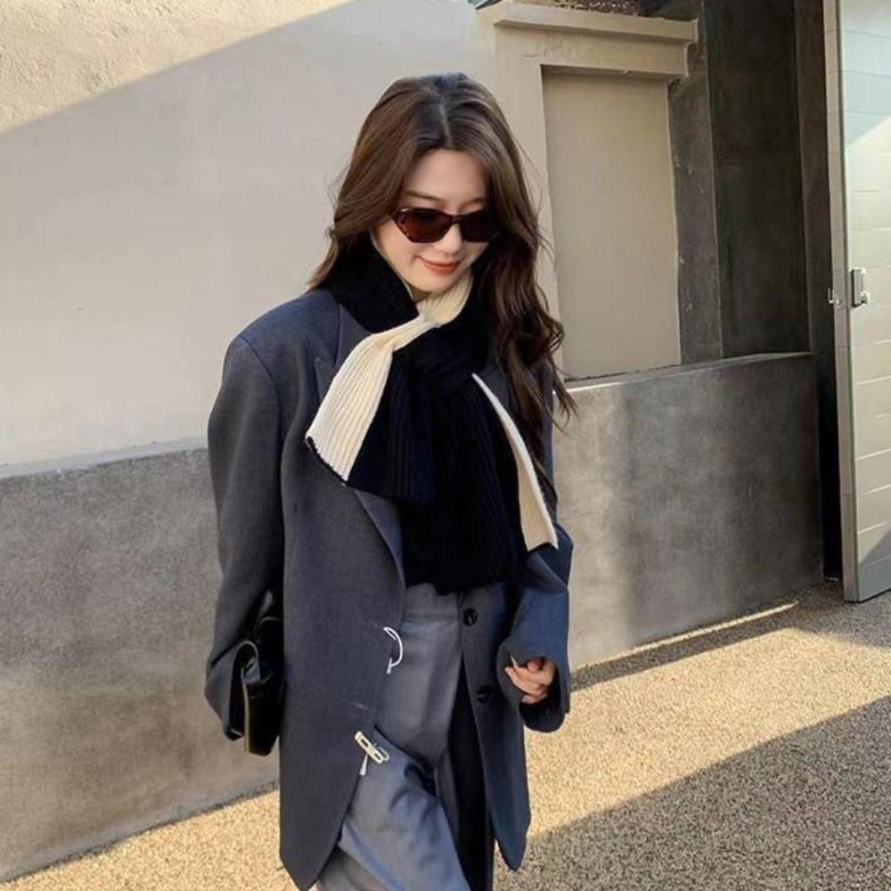 Аксессуары для одежды в корейском стиле Шарф контрастного цвета Осень-зима Шаль Шарф для улицы