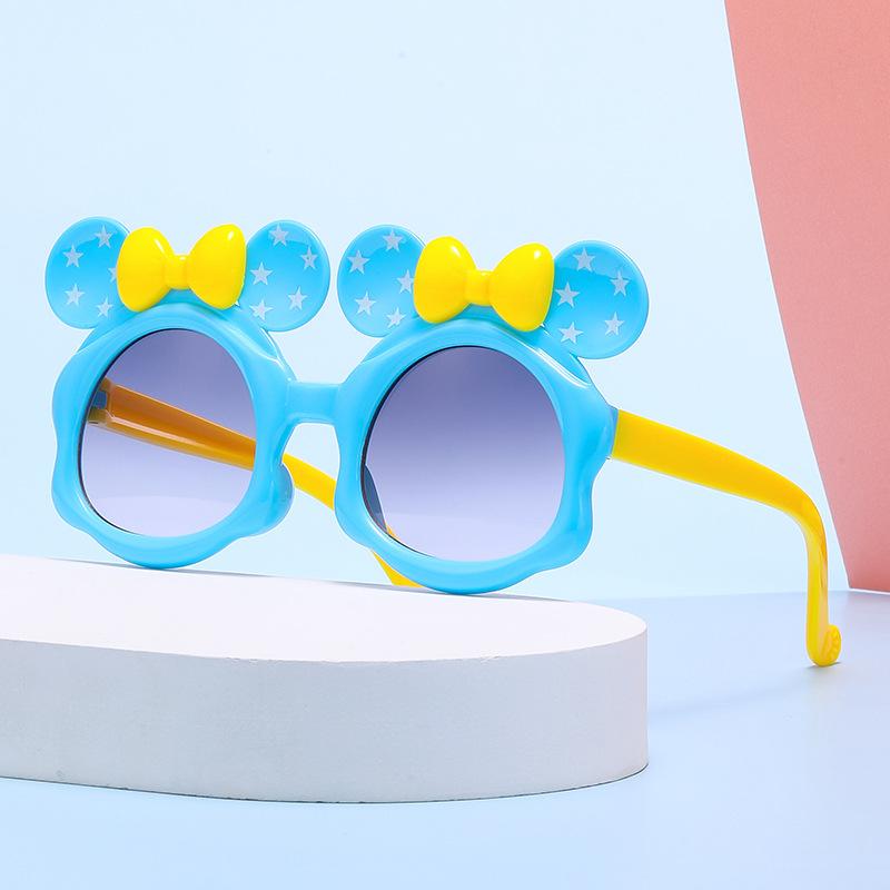 7330 New Cartoon Cute Glasses Double Bow Children'S Sunglasses Boys And Girls Anti-Ultraviolet Sunglasses