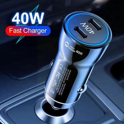 Автомобильное зарядное устройство 40 Вт Type C Quick Charge 3.0 Dual PD Phone Adapter 5V3A Автомобильный прикуриватель для iPhone 14 для Huawei для Xiaom T7J1