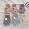 Children's Gloves Autumn and Winter Warm Love Lollipop Five Finger Gloves for Girls with Velvet and Thickening