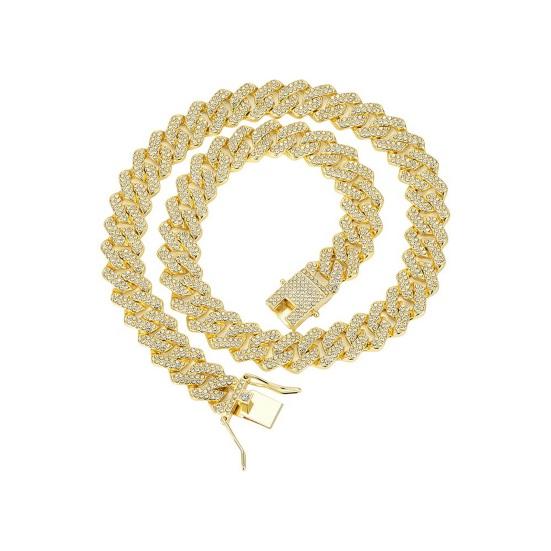 Браслет унисекс со стразами, толстая цепочка в форме ромба, блестящий цинковый сплав, украшения для взрослых, на шею, на запястье, для клуба, вечеринки, подарка на праздник, ожерелье