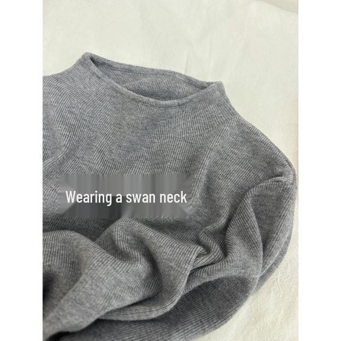 2026 Winter Slim Fit Half-High Neck Knit Sweater - Solid Color Base Layer