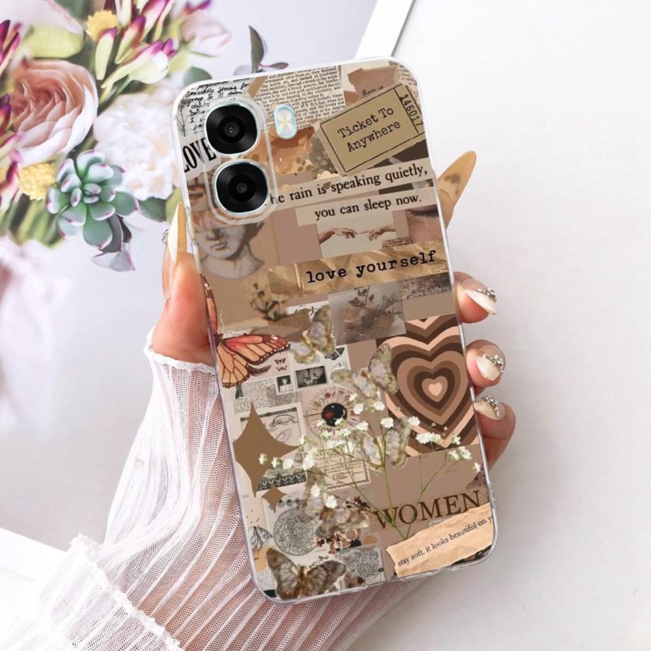Для Oppo A6x A6s A6 4G 5G / Oppo A6T Pro 4G Задняя крышка Девочковый Модный Роскошный Рисунок Чехол для телефона Прозрачный Мягкий Силиконовый Бампер