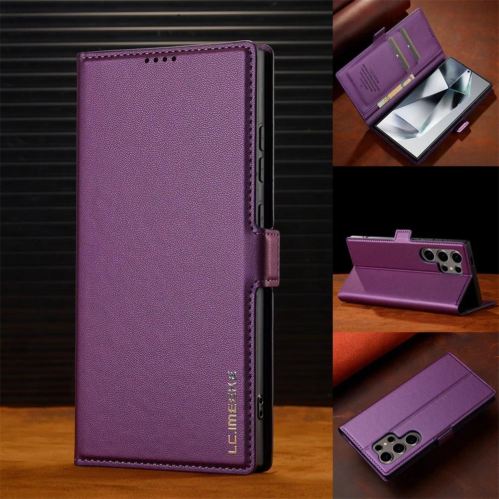 Кожаный держатель для карт, флип-чехол-кошелек для Samsung Galaxy S25 Ultra S24 FE S21 S20 S23 S22 + Plus A55 A54 A53 A35 A34 A16 A15 A14 5G