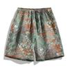 Summer Casual Versatile Loose Sports Shorts Men Print Elastic Waist Drawstring Patchwork Straight Five-Point Pants