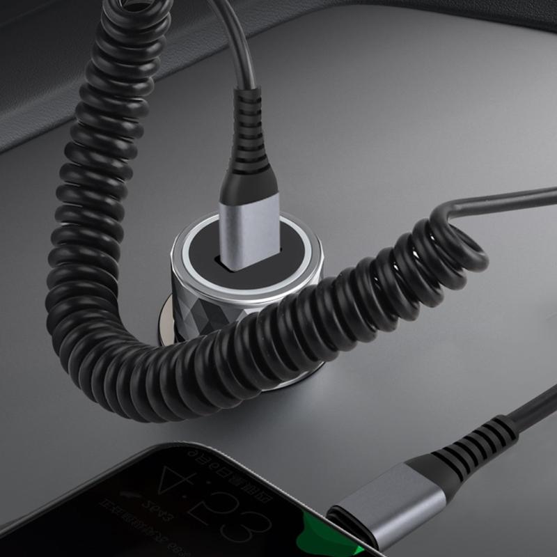 Спиральный кабель USB — USB C Кабель для быстрой зарядки Выдвижной спиральный кабель USB — USB C Легко носить Зарядное устройство для смартфона