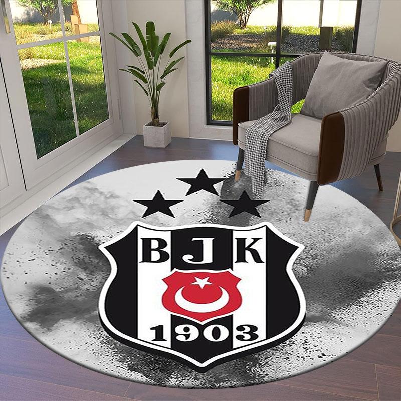 Besiktas Gymnastics Club Round Area Rug,Carpet Rug for Living Room Bedroom Sofa Playroom Decor,Non-slip Floor Mat