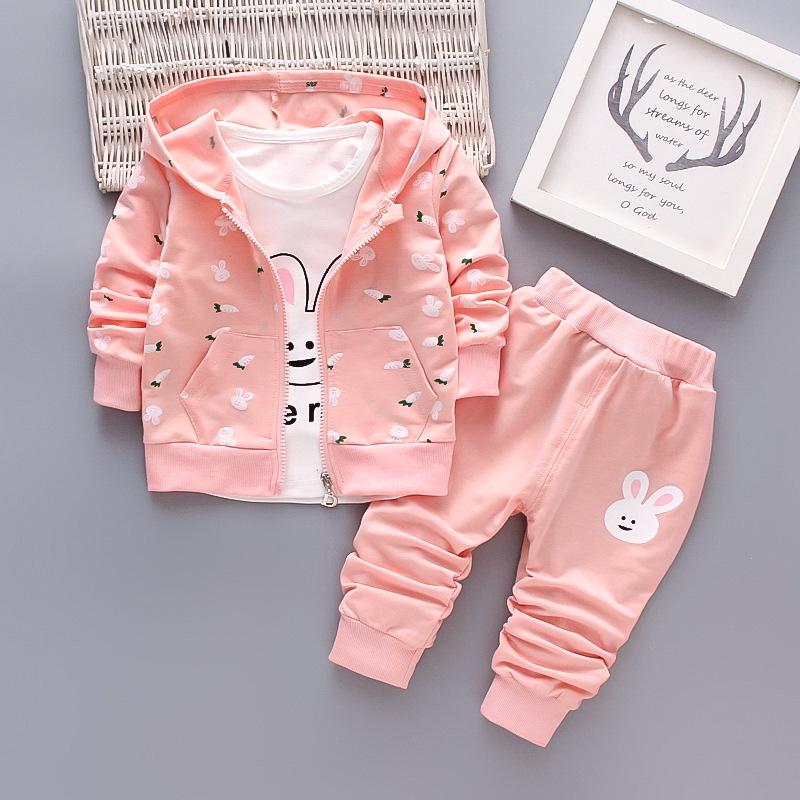 Baby Girl Fall Print Set Girl Clothes Three-piece Children's Clothes Fashion Outerwear