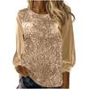 Women S Casual Crew Neck Long Sleeve Pullover Loose Sequin Top
