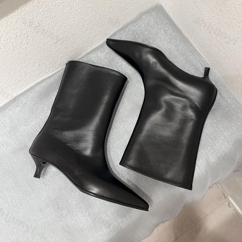 Women's Ankle Boots 2026 Autumn Pointed Toe Women High Boots Fashion Sexy Low Heels Elegant Pu Leather Short Boots Mujer Botas
