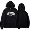 Kundalik Casual, Boston Est 1997 Xudi - Zamonaviy Qora Pullover Kenguru Cho'ntagi bilan, Polyester Aralashmasi, Mashinada Yuvishga Yaroqli, Ideal
