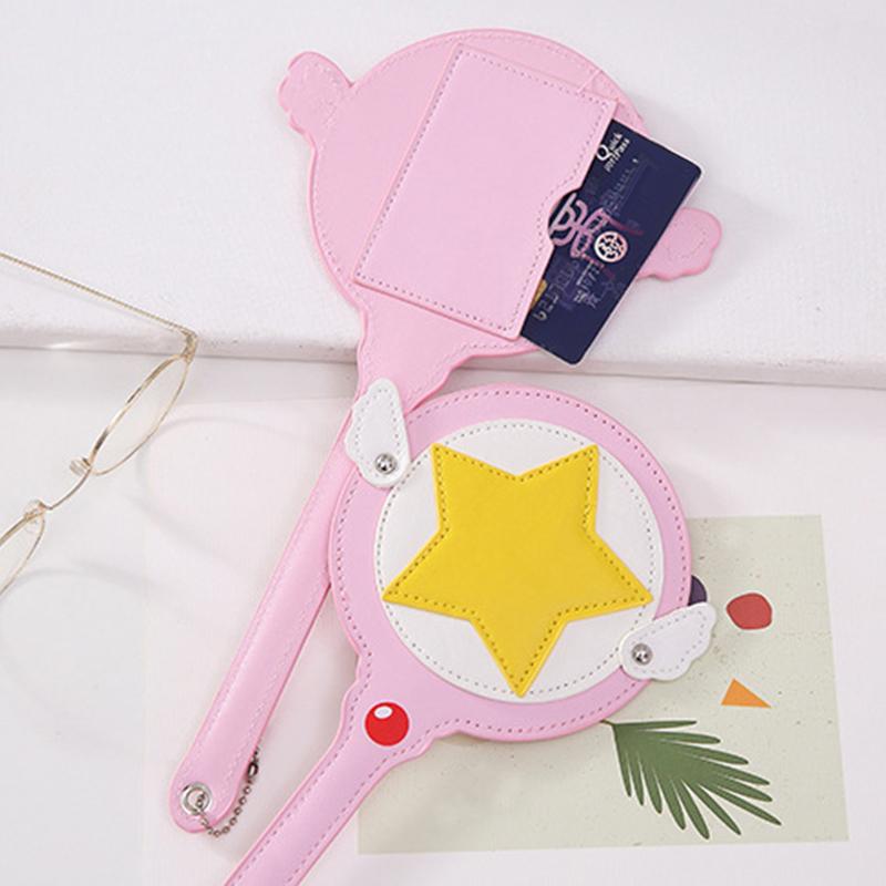 Kawaii Cardcaptor Sakura Magic Wand Toy Card Case Bus Card Holder Cerberus Princess Pink Cute Star Rod Anime Toy