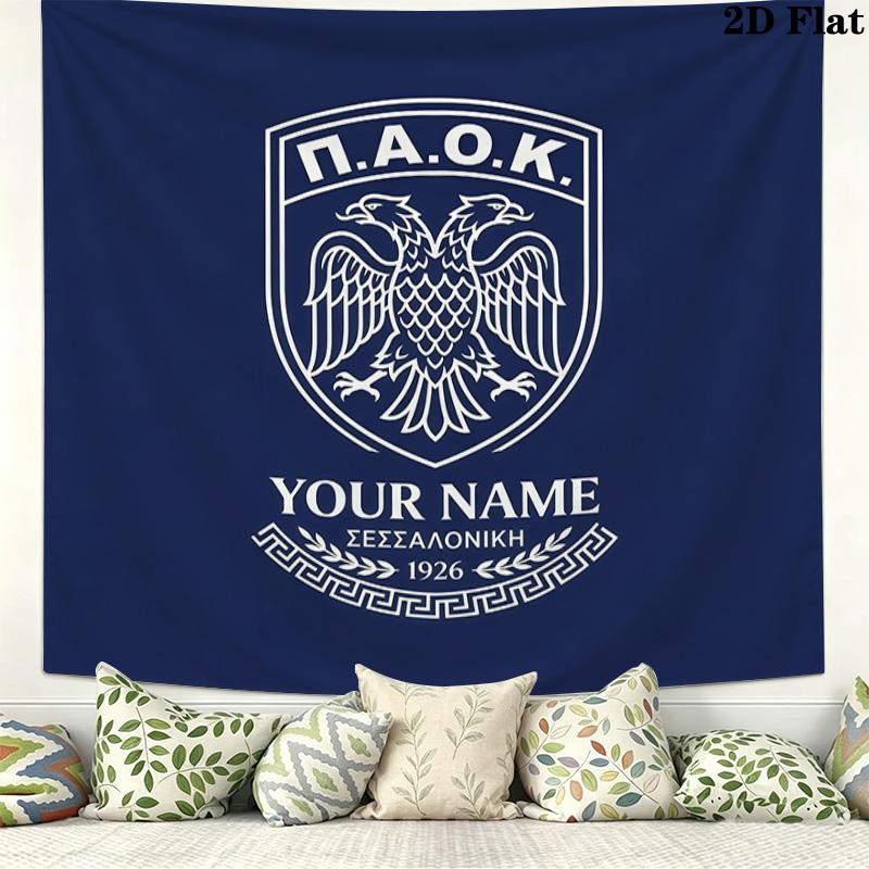 Custom Name PAOK FC2Printed Tapestry – Wall Hanging for Bedrooms, Dorms, and Home Decor