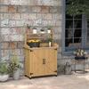Potting Table Gardening Table with Cupboard and Shelves and Top Non-Slip Pads in Fir Wood Yellow