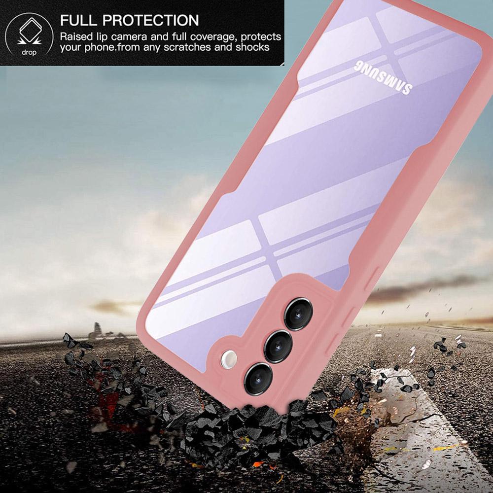 For Samsung Galaxy S23 Acrylic+TPU Clear Phone Case Camera Lens Protection Phone Cover with PET Screen Film