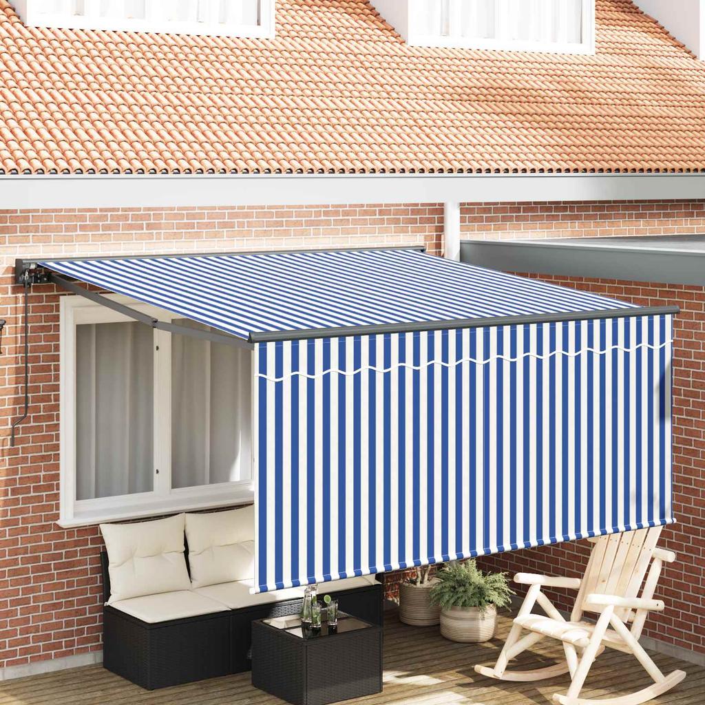 Retractable Awning Blue and White 300 x 250 cm