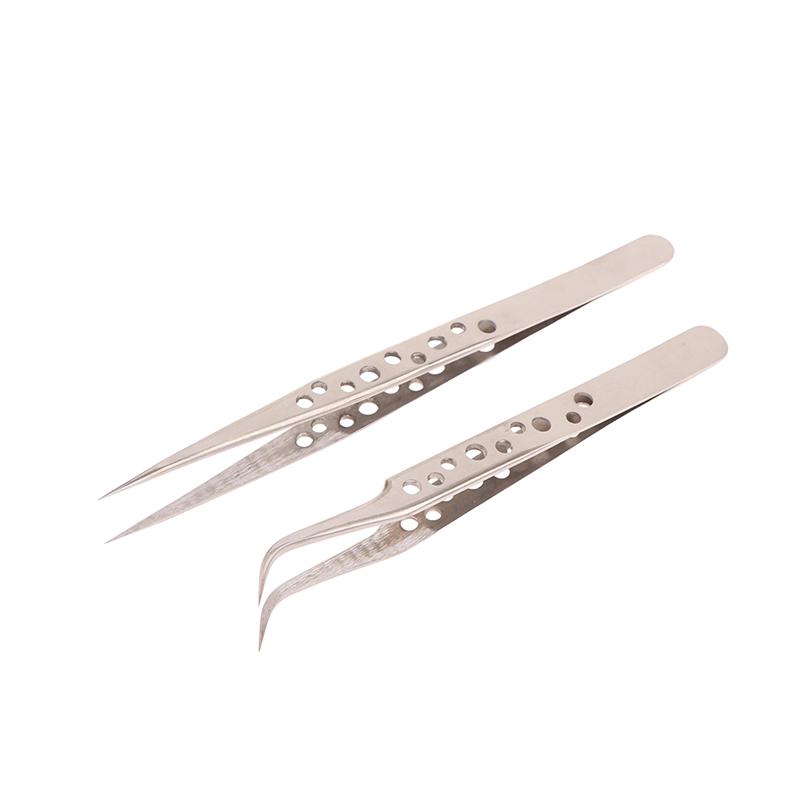 2 шт. Промышленные пинцеты Электроника Антистатические Изогнутые Прямые наконечники Прецизионные Нержавеющие Наборы ручных инструментов для DIY Пинцеты Ремонт телефона