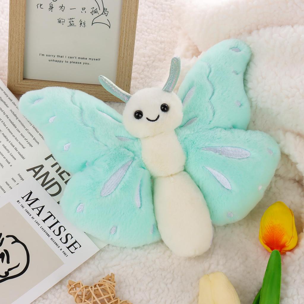 Apricot Lamb Blue Butterfly Plush Toy for Kids, Soft and Cute Fluffy Blue Butterfly for Girls and Boys, 19cm
