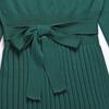 Fall Winter Slim Fit Pleated Bottoming Sweater O Neck Lace Up High Waist Knitted Dress S-XXL