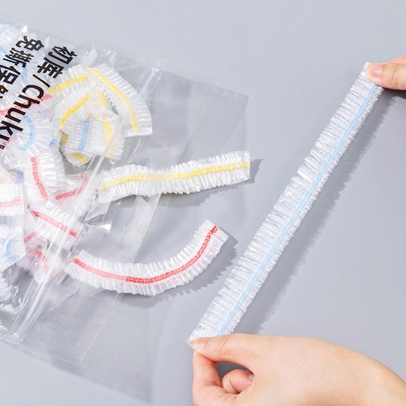 100 шт. Одноразовые крышки для хранения продуктов, многоразовые эластичные крышки для свежих продуктов, стрейч-пленка, крышка для миски/тарелки/продуктов, пакеты для сохранения свежести, шапочка для душа