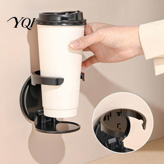 Universal Foldable Cup Holder 2PCS Wall Mounted Holder, Space Saving Adhesive Drink Easy Install Stand Stable Compact Rack for Coffee Mugs Water