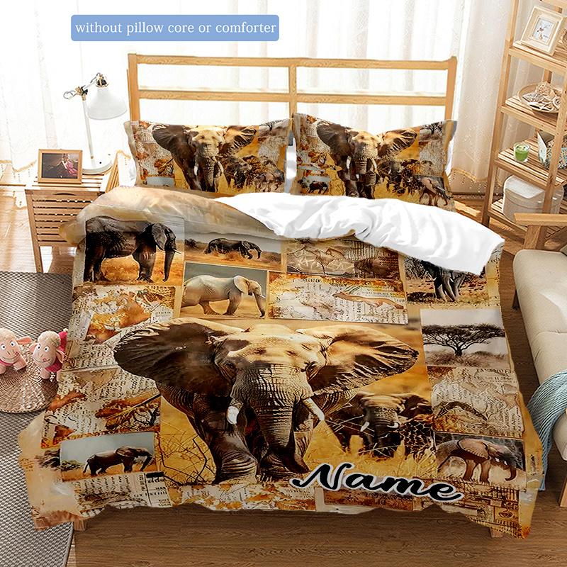 Elephantherd Customize Your Name Duvet Cover Soft Bedding Set For Bedroom Guest Room And Dorm Decoration Threepiece Set Includes 1 Duvet Cover 2