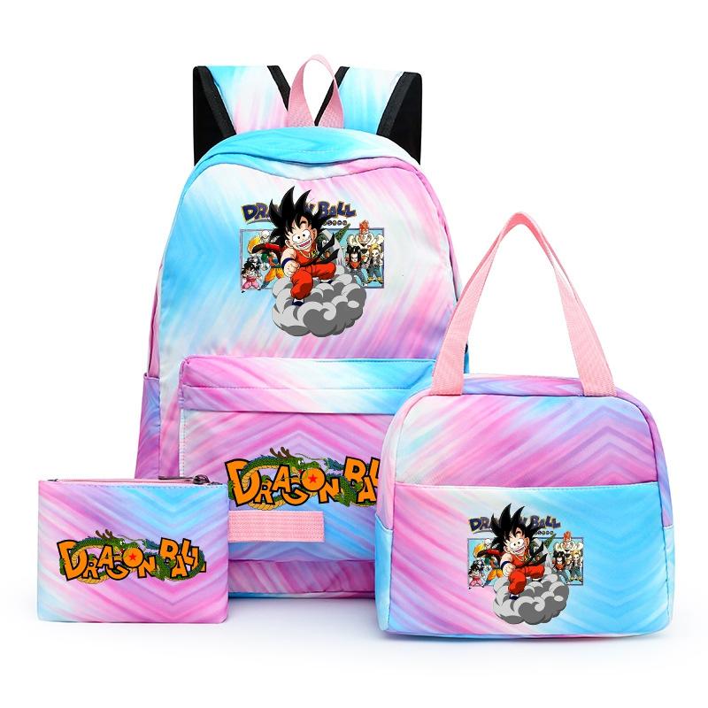3Pcs/set Anime Dragon Ball Backpack for Girls Boys Back To Schoolbag with Lunch Bag Student Bookbag Men Women Travel Bag Mochila