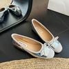 Квадратные балетки женские 2025 новые милые плоские мягкая подошва французские ретро кожаные туфли с мелким вырезом Zapatillas Mujer