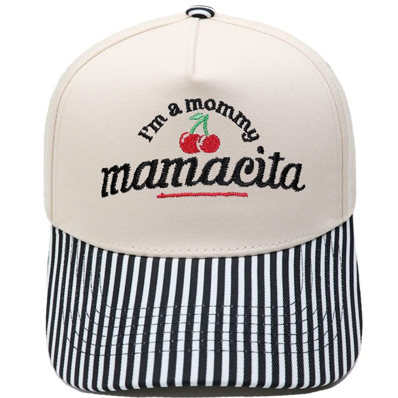I'm a mommy mamacita cherry embroidery truck driver baseball cap, color-blocked fun unisex sun hat