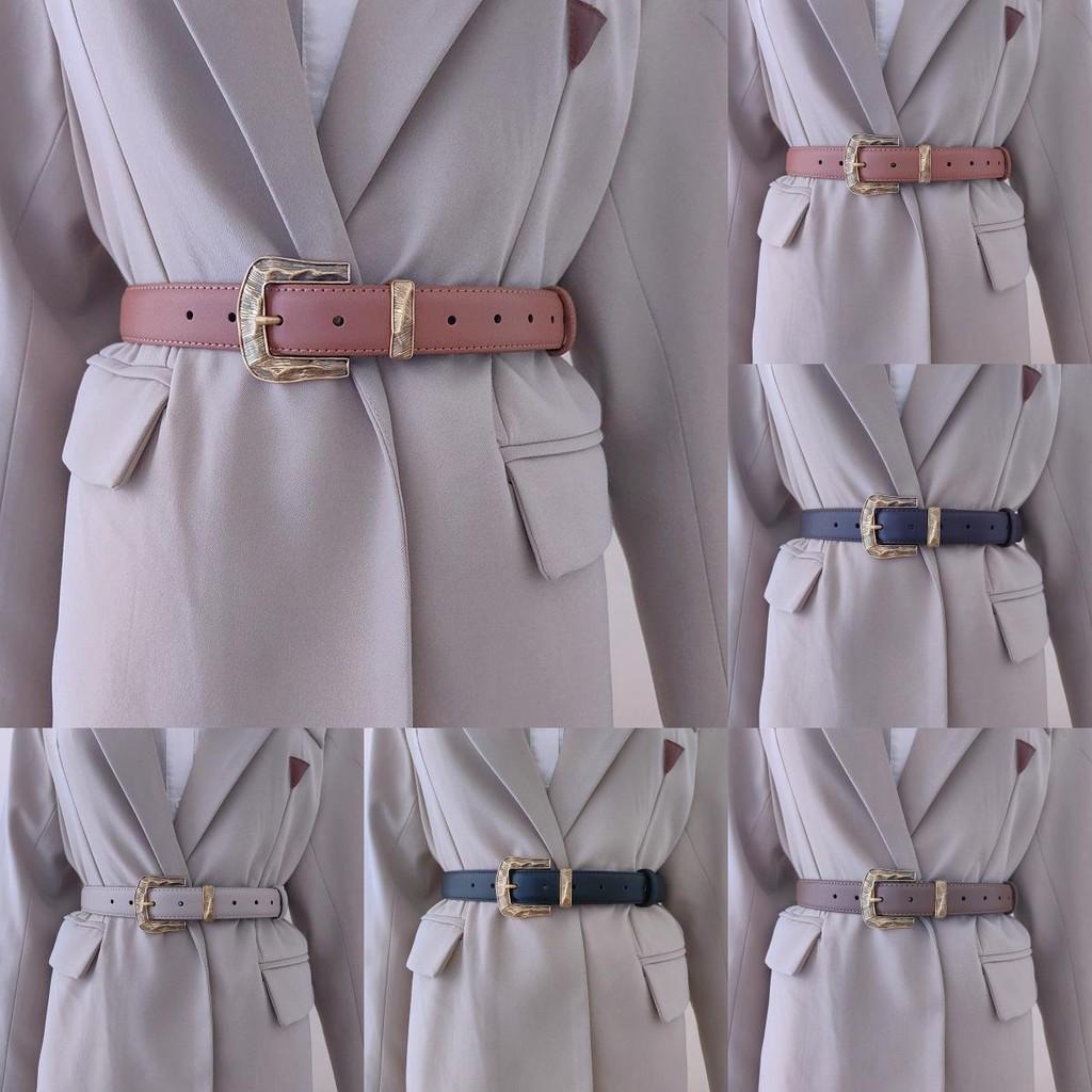 Color Solid Leather Belt For Women With Metal Pin Closure For Casual Outfits