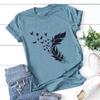 Модная женская футболка с синим пером, забавная повседневная футболка с круглым вырезом и короткими рукавами, летняя женская футболка