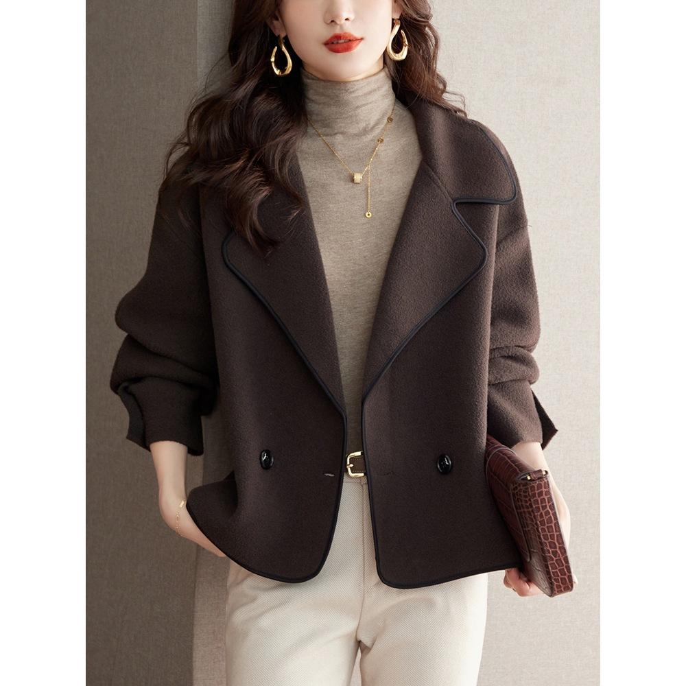 Women's Spring/Fall Elegant Knit Cardigan Loose-Fit Elegant Blazer Collar Outerwear Cardigan
