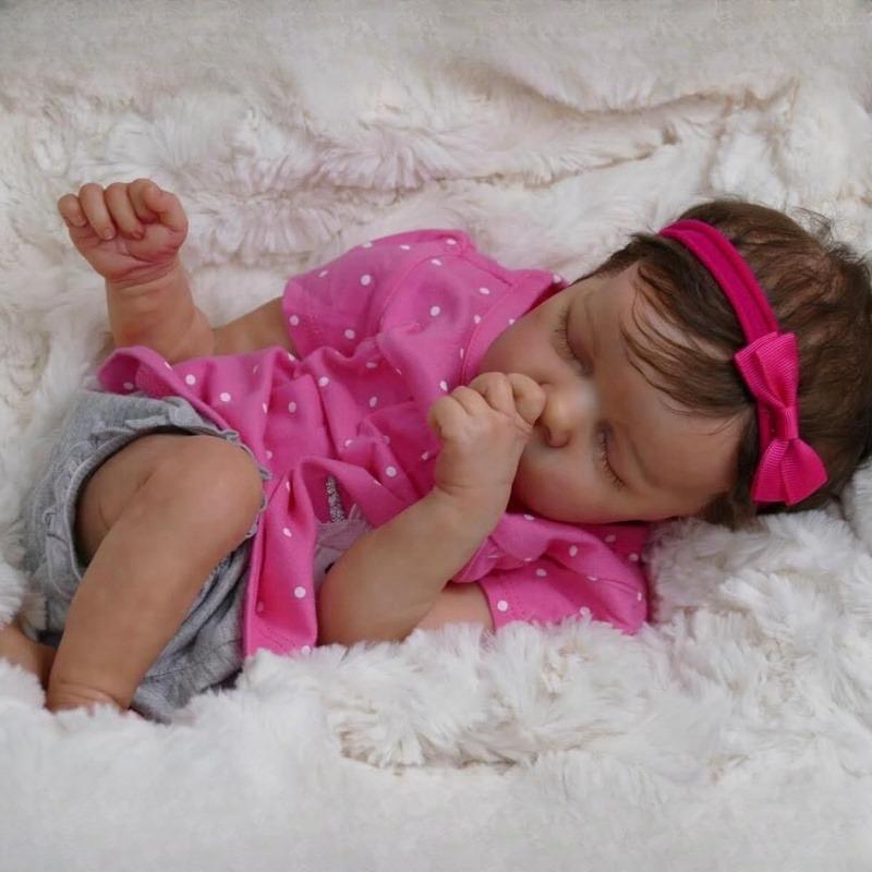 18-дюймовые милые куклы-реборн, близнецы, полностью виниловое/тканевое тело, кукла-новорожденный с закрытыми глазами, реалистично выглядящая кукла-девочка-реборн, подарок на день рождения ребенка