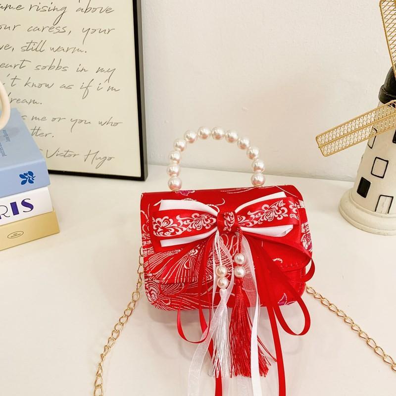 Милая детская новогодняя сумка Стильная жемчужная модная сумка-кроссбоди на цепочке для девочек-малышек