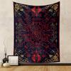 Bohemian Red and Gold Geometric Tapestry Patterned tapestry home decor, suitable for bedroom and living room, gift